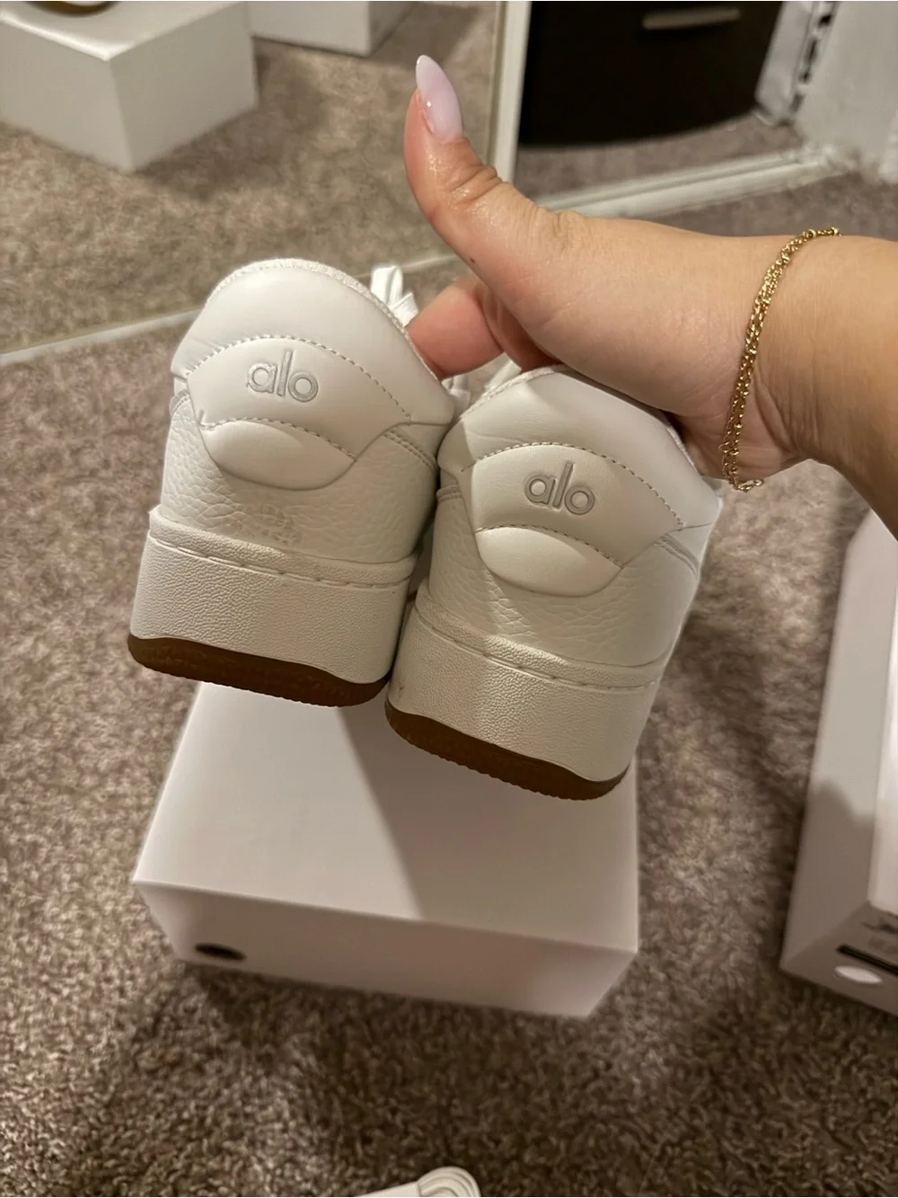 ALO Yoga Natural White Sneakers with Gum Sole